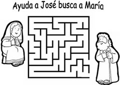 Ayuda a san José a encontrar a María – Colorea el dibujo