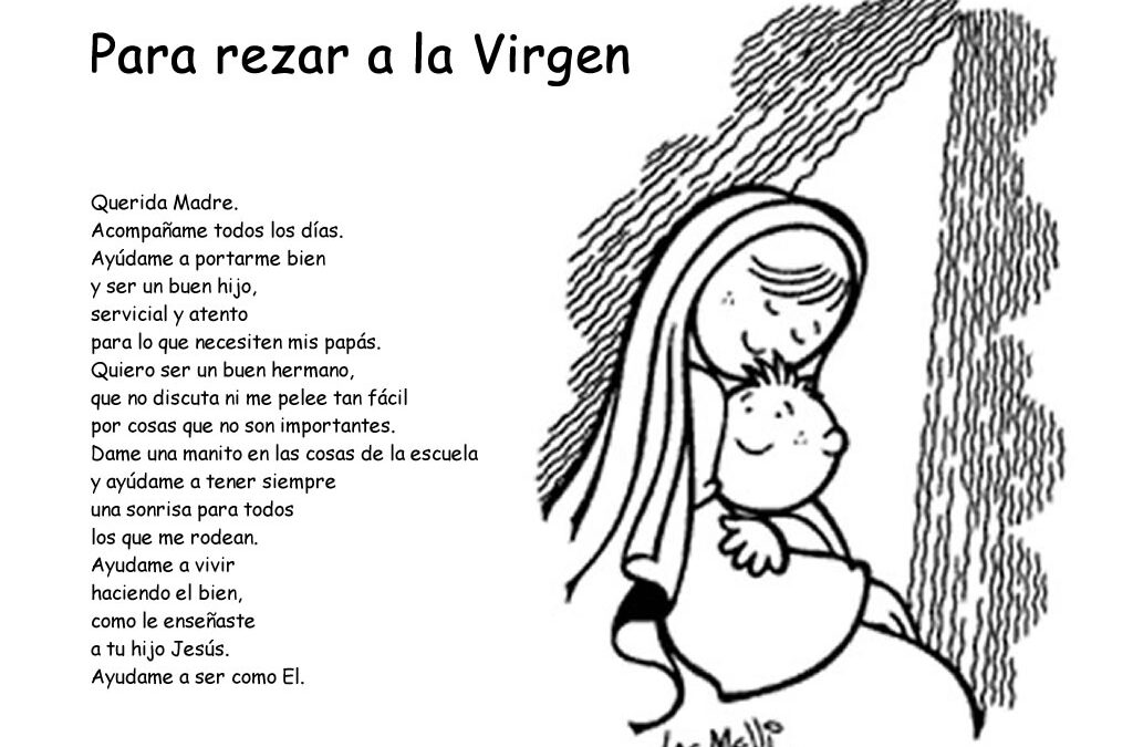 Oraciones a María con dibujos para colorear