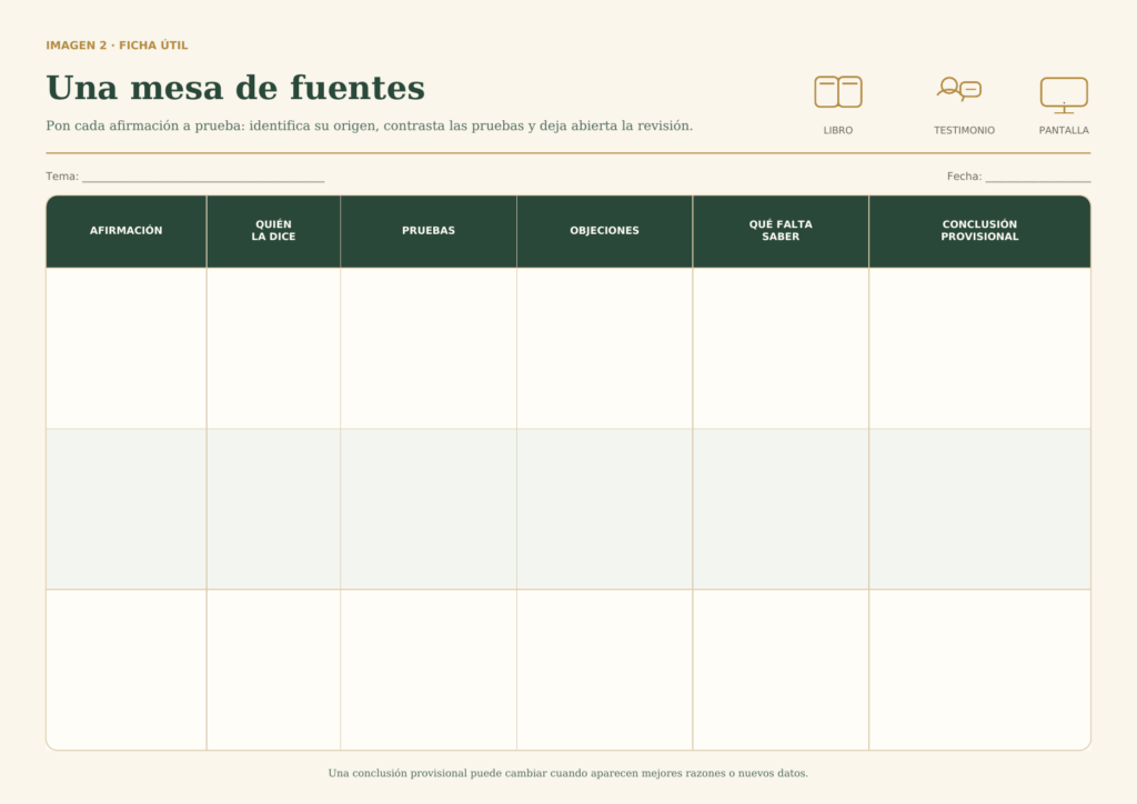 Ficha útil Una mesa de fuentes